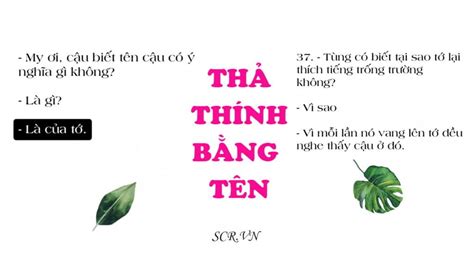 Thả Thính Bằng Tên ️ Những Câu Thính Crush Theo Tên - Kiến Thức Cho Người lao Động Việt Nam