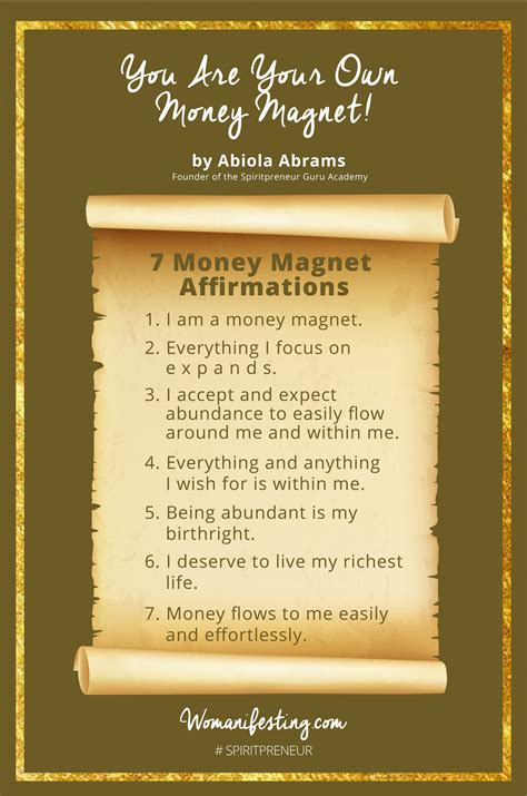 Money Magnet [Printable Inspiration] - Womanifest Your Power with ...