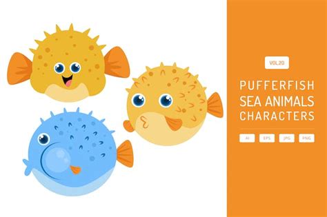 Cute Pufferfish - Sea Animals Characters Vol.20 - Design Template Place