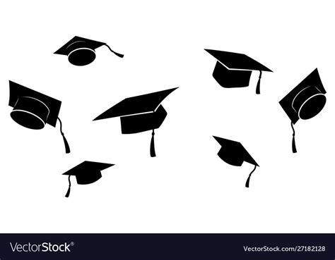 Set flying graduation caps collection Royalty Free Vector