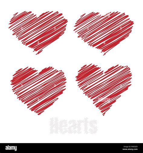 Scribble hearts, Red drawings hearts, vector illustration Stock Vector ...