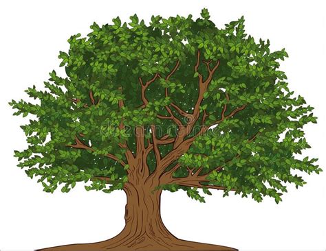 Old Big Tree with Branches and Crown Vector Drawing