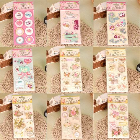 diy paper 3d stickers scrapbooking deco stickers retro flower garden stickers vintage paper ...