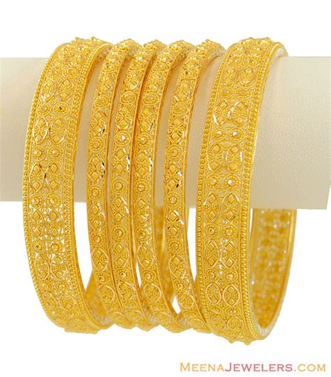 22K Gold Bangles Set (2 Kadas) - BaSt7417 - 22 Karat Gold Bangles (set ...