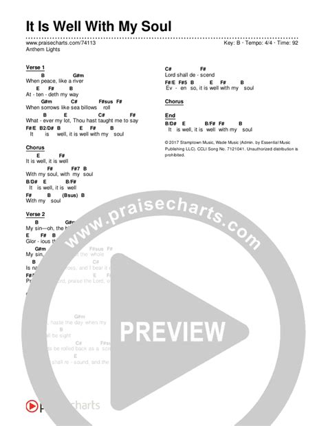 It Is Well With My Soul Chords PDF (Anthem Lights) - PraiseCharts