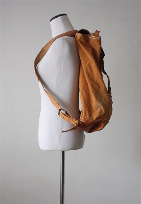 vintage canvas and leather backpack