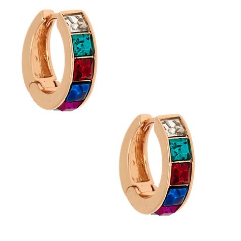 Gold 12MM Rainbow Hoop Earrings | Claire's US