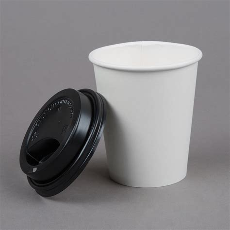 Choice 8 oz. White Poly Paper Hot Cup and Lid - 100/Pack