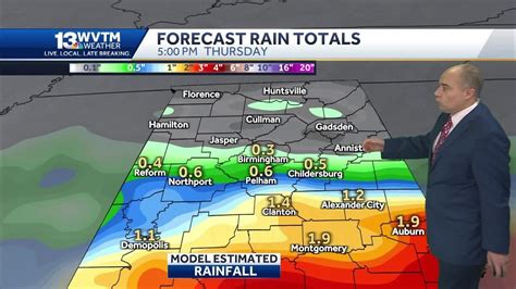 Alabama's weather forecast looks wetter south and drier north this week as a soaking rain ...