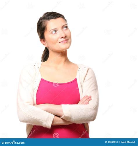 Satisfied woman stock image. Image of looking, gesture - 19086031