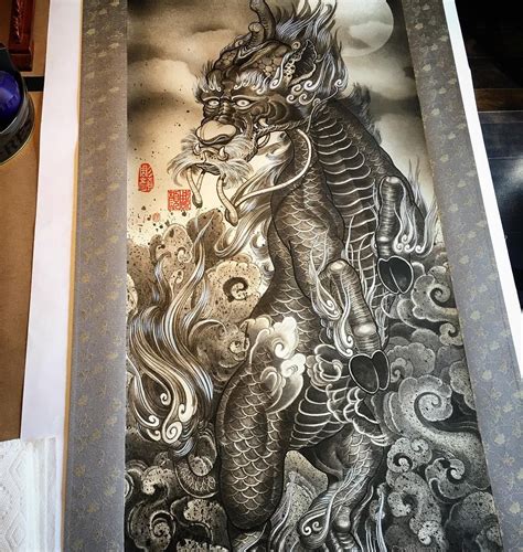 Completed scroll painting by @jessyentattoo A Kirin is a mythical ...