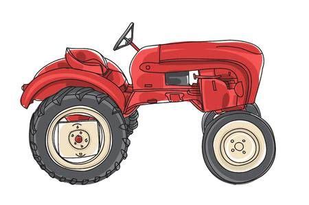 red Tractor Vintage hand drawn vector art illustration | Vector art illustration, Clip art ...