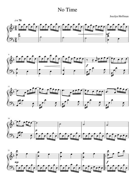 No Time sheet music for Piano download free in PDF or MIDI