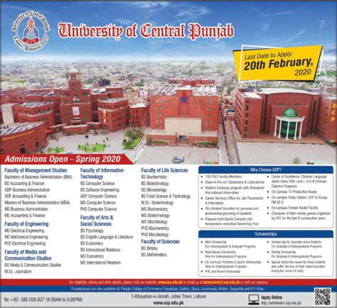 University of Central Punjab Various Faculty Admission 2020 Result.pk