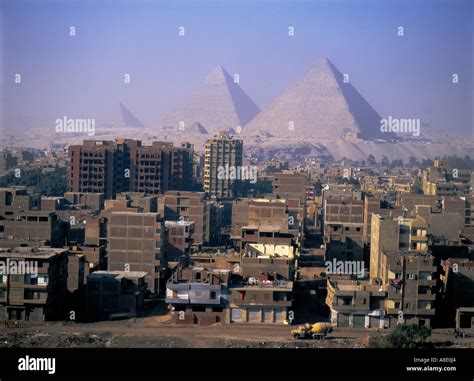 Pyramids and city Cairo Egypt Stock Photo - Alamy