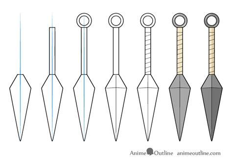 How to Draw a Kunai (Weapon) Step by Step - AnimeOutline