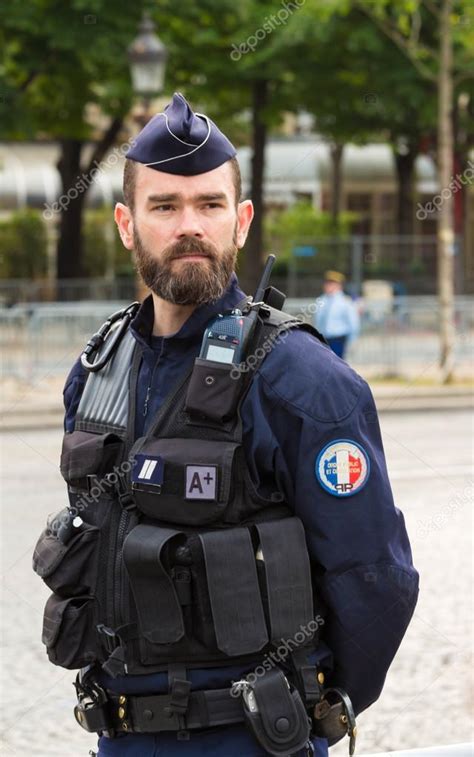 The French policeman on duty in Bastille Day military parade. – Stock ...