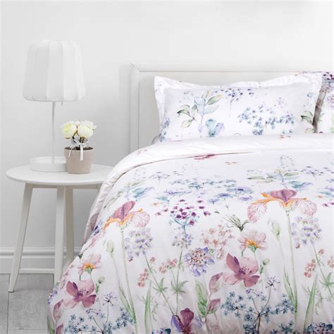 Bedsure Printed Floral Duvet Cover Set Queen/Full Size White Soft Hypoallergenic Duvet Cover 3 ...