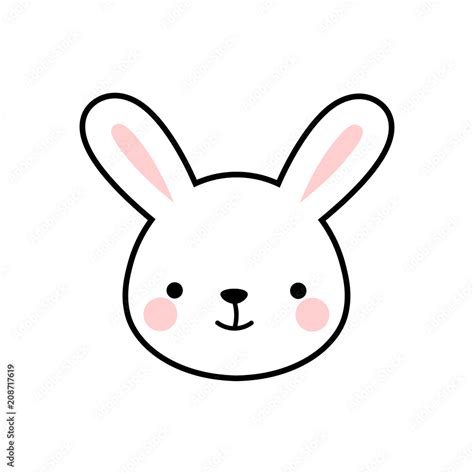 Cute Rabbit Face Vector Bunny Icon Stock Vector | Adobe Stock