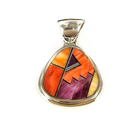 3 Color Spiny Oyster Inlaid Pendant | Joe Wilcox Indian Den