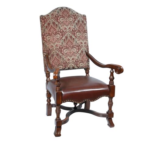 STATELY FABRIC & LEATHER HIGH BACK ACCENT LOUNGE ARM CHAIR BIRCH WOOD ...