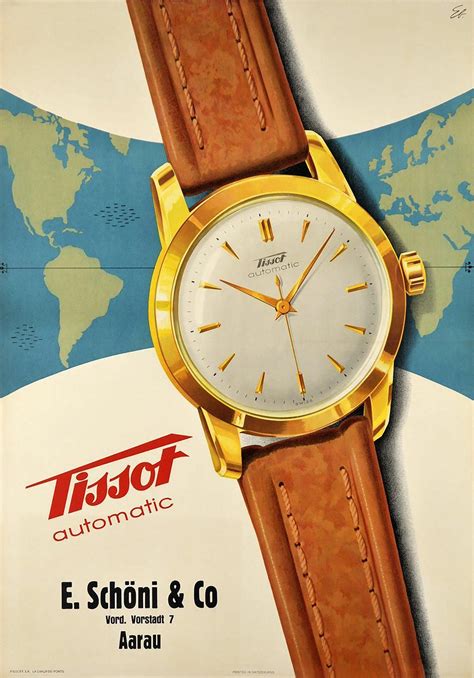 Original Vintage Tissot Watch Poster by EB Swiss Design c1950 | Vintage ...