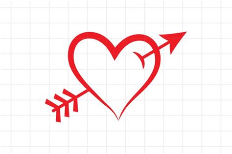 Heart and Arrow SVG, Love Arrow Cut File, Cupid Heart (985653) | Cut ...