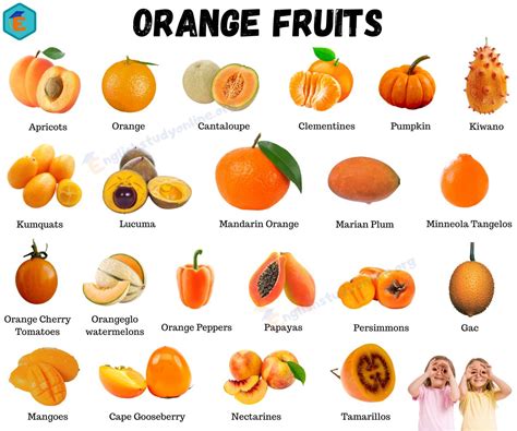 33 Orange Fruits: Best Orange Fruits and Vegetable with ESL Pictures - English Study Online