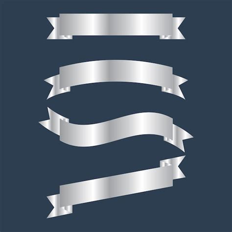 Silver ribbons collection | Premium Vector