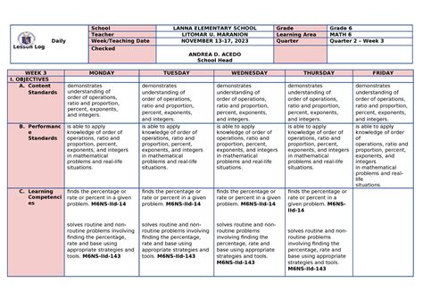 DLL MATH Q2 W3 - solving - Daily Lesson Log School LANNA ELEMENTARY ...