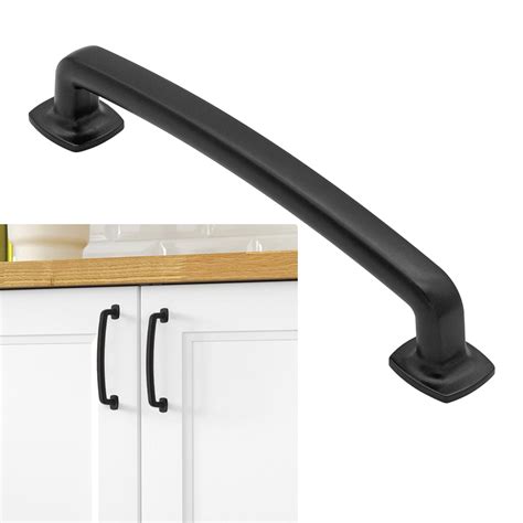 Matte Flat Black Cabinet Hardware Pull Drawer Handle, 160 mm (6.25") Hole Center - Walmart.com ...