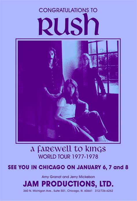 “A Farewell To Kings” tour poster. Rush tour 1977. | A farewell to ...