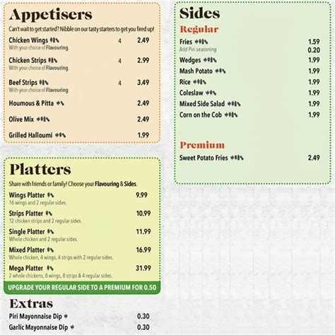 Roosters Piri Piri Menu, Menu for Roosters Piri Piri, Hayes, London ...