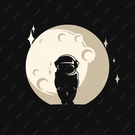 Premium Vector | Awesome astronaut silhouette illustration and moon