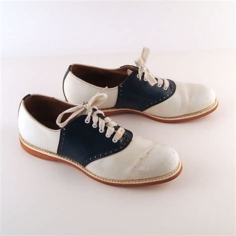 Saddle Shoes Vintage 1960s Spaulding Navy and White Leather