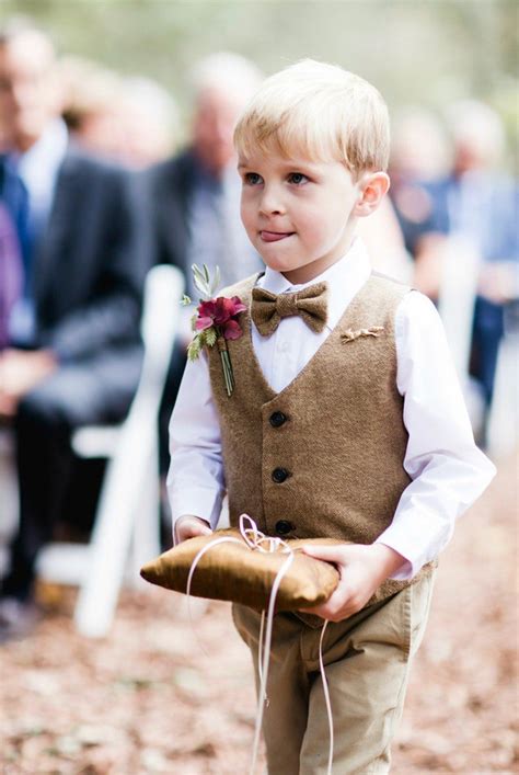 Brown Cotton Tweed Vest | Bearer outfit, Morganite engagement ring rose gold, Ring bearer outfit