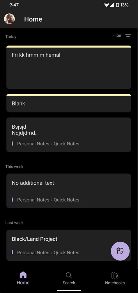 New sticky notes based home screen for OneNote on Android (Pixel 4XL ...