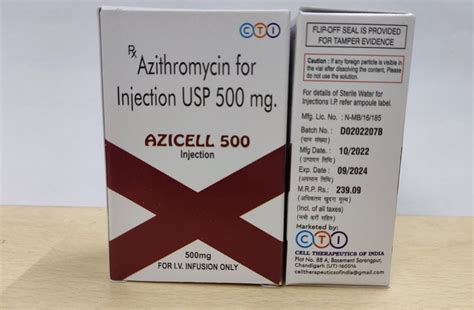 Azithromycin 500 Mg Inj, For Hospital at Rs 55/piece in Chandigarh | ID: 2850554862933