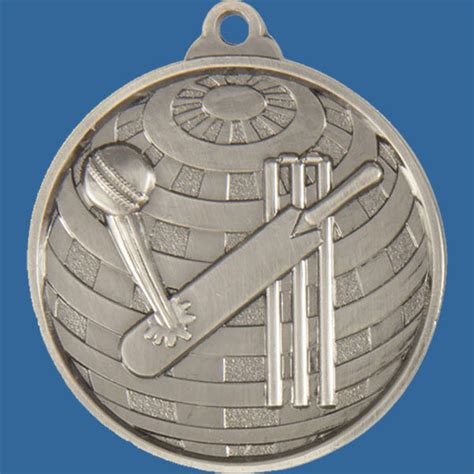 1073-1Se Cricket Medal Silver Global Series with engraving and ribbon