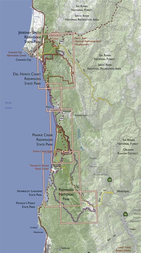 Redwood National and State Parks trail map | Redwood national and state parks, Park trails ...