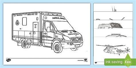 Emergency Vehicles Colouring Sheets (teacher made) - Twinkl