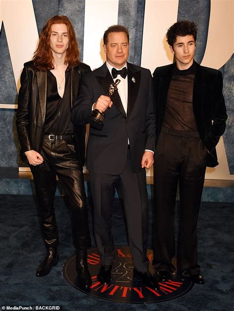 Brendan Fraser celebrates his first EVER Oscars win with his sons ...