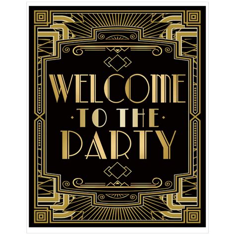 Roaring 20s Art Deco Poster|Welcome to Party|16x12inch A3