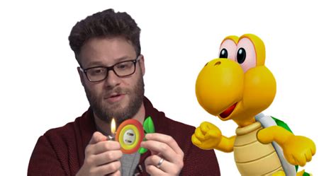 Seth Rogen Gets High Smoking Fire Flower With Koopa on Set of Mario Film