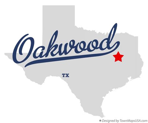 Map of Oakwood, TX, Texas