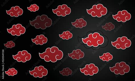 A vector illustration of red Akatsuki clouds from Naruto on the dark ...