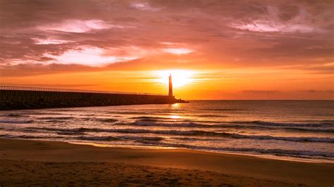 wallpaper lighthouse, sea, sunset, dusk, coast HD : Widescreen : High ...