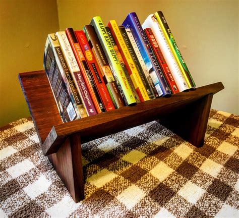 Wooden book shelf. Tabletop book holder. Rustic book shelf.