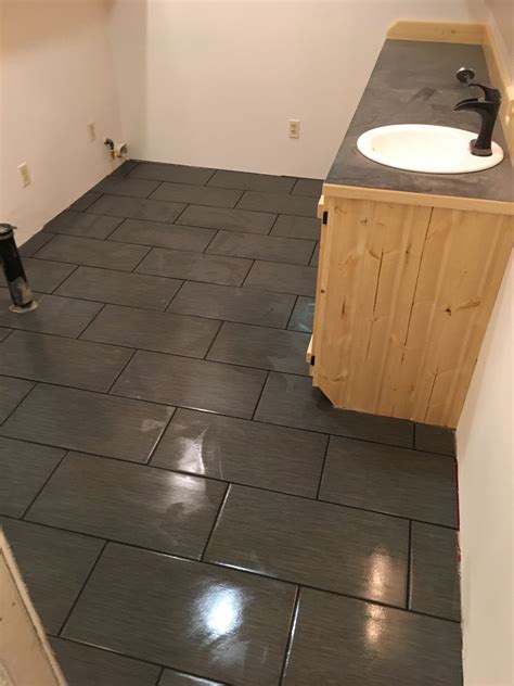 Slate colored tile with black grout Black Grout, Color Tile, Slate, Tile Floor, Flooring, Ideas ...