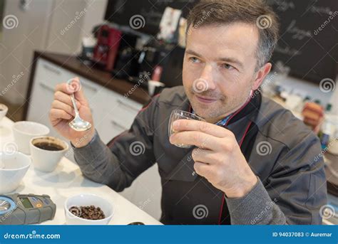 Chef Drinking Coffee at Bar Stock Image - Image of background, cooking ...